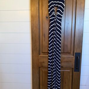 Olivaceous Black and White Striped Dress